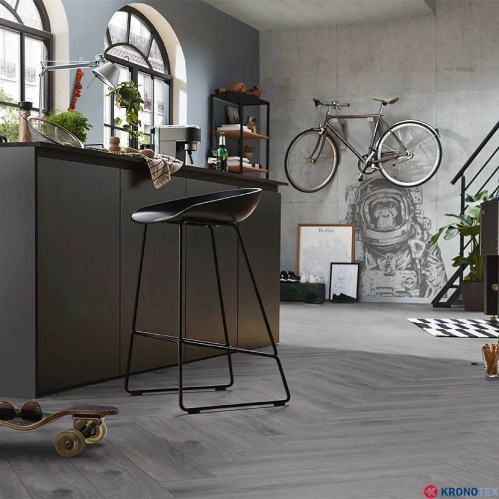 Ламинат Kronotex Herringbone 10/33 4V Дуб Престиж Серый 4167